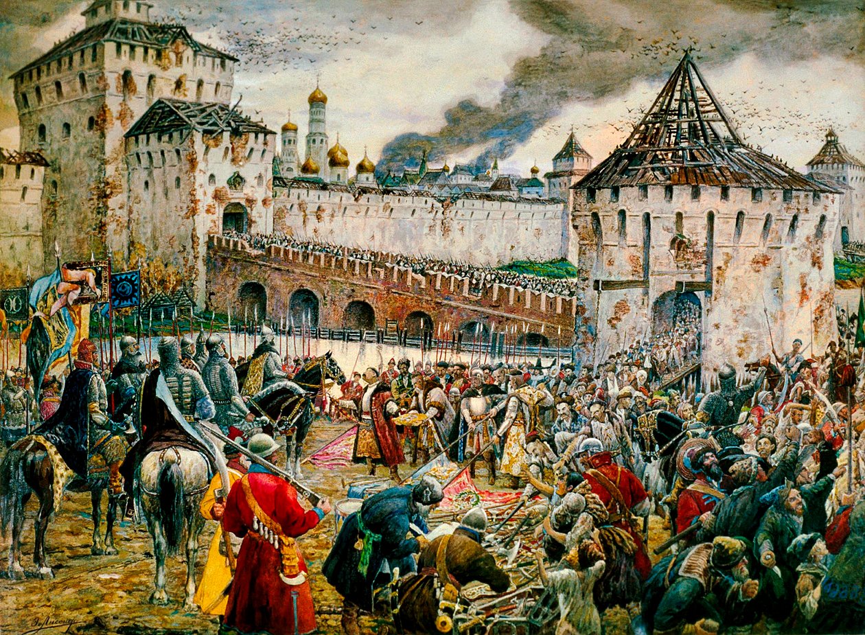De verdrijving van Poolse indringers uit het Kremlin van Moskou, 1612 laat 19e of begin 20e eeuw door Ernest Ernestovich Lissner