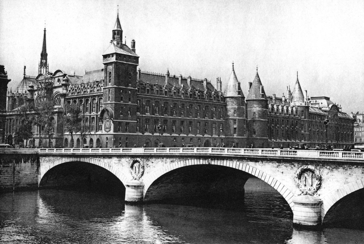 Uitzicht op de rechtbanken en de Pont Neuf vanaf de rivier de Seine, Parijs, 1931 door Ernest Flammarion