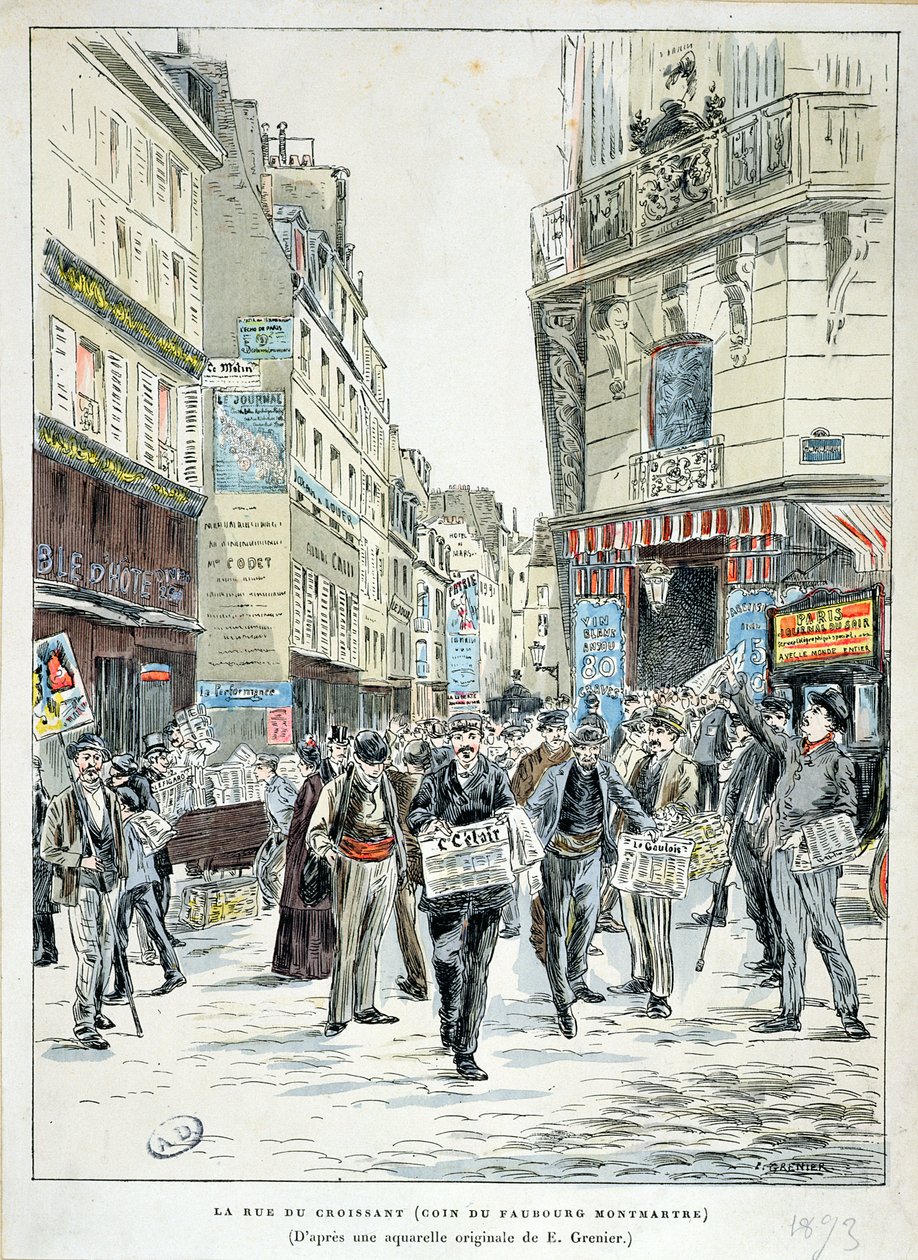Uitzicht op de Rue de Croissant in het 11e arrondissement van Parijs, 1893 door Ernest Grenier