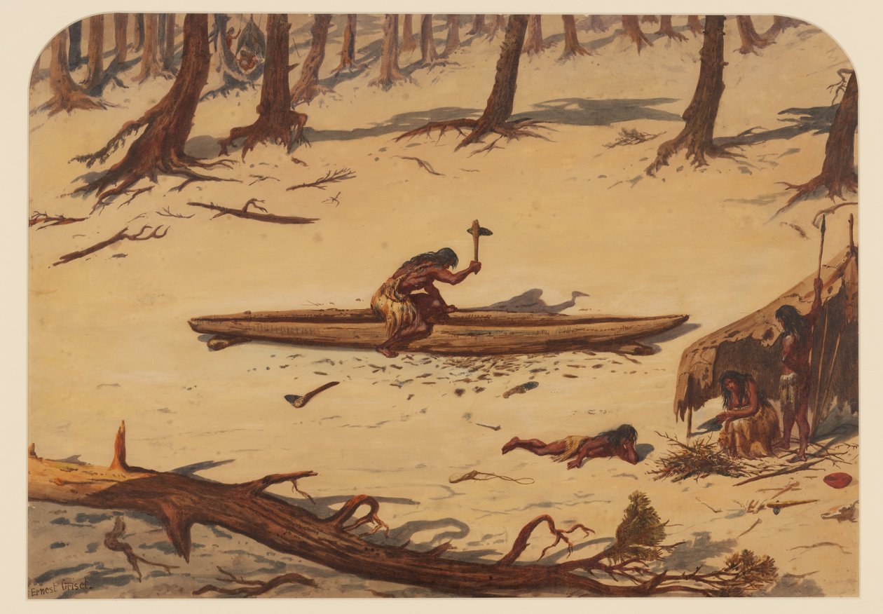 Prehistorisch kamp, 1871 door Ernest Henry Griset