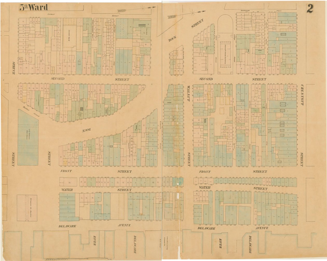 Kaarten van de stad Philadelphia, volume 1, plaat 2, 1860 door Ernest Hexamer