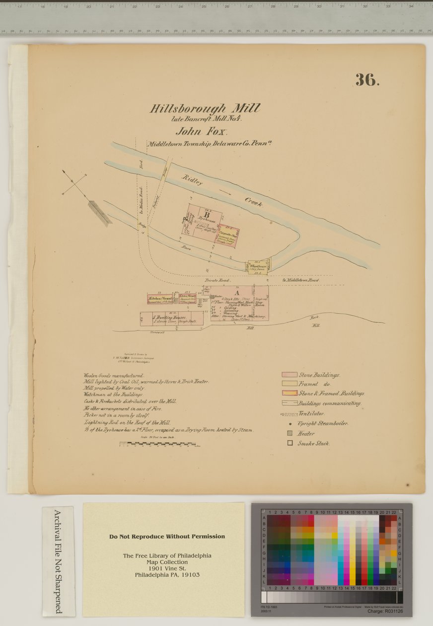 Plan voor Hillsborough Mill, Middletown Township, Delaware, illustratie uit 