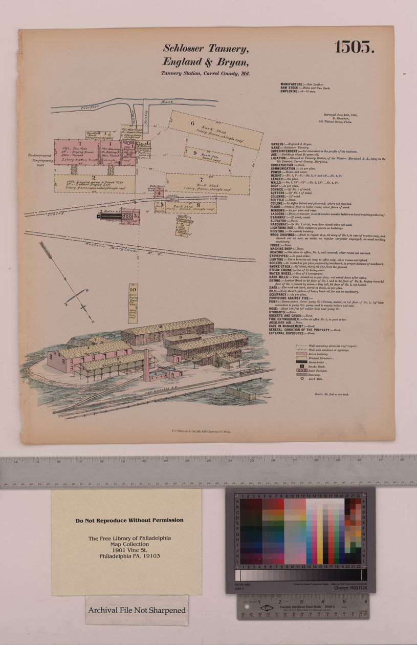 Schlosser Leerlooierij, Engeland en Bryan Leerlooierij Station, Maryland, Hexamer Algemene Onderzoeken, 1880 door Ernest Hexamer