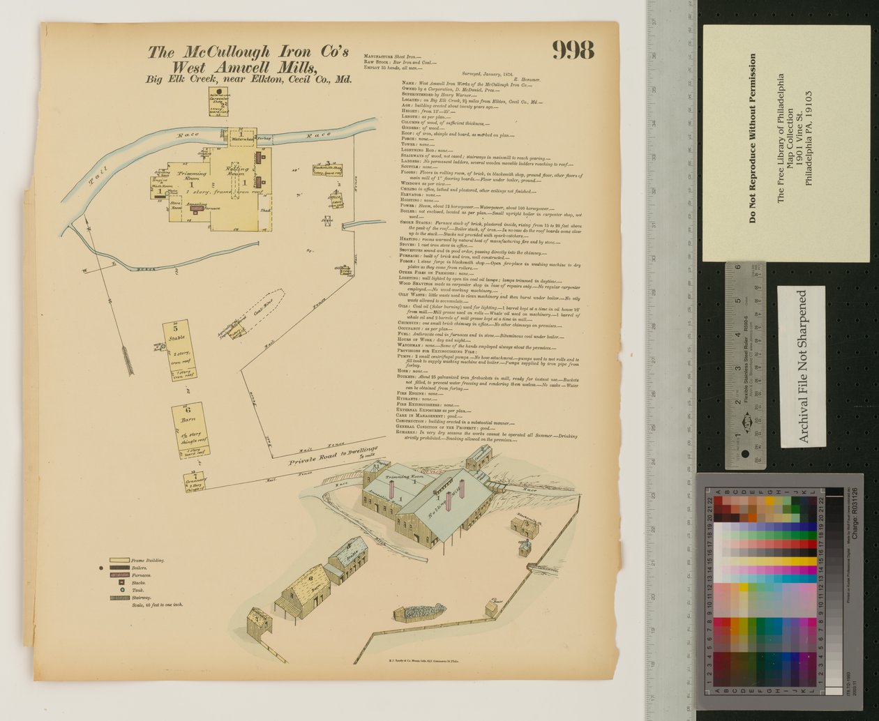 West Amwell Mill, Big Elk Creek, Maryland, Hexamer Algemene Onderzoeken, 1876 door Ernest Hexamer