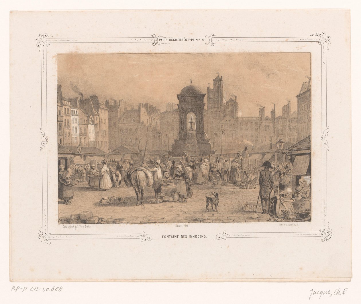 Zicht op de Fontaine des Innocents in Parijs door Ernest Jaime