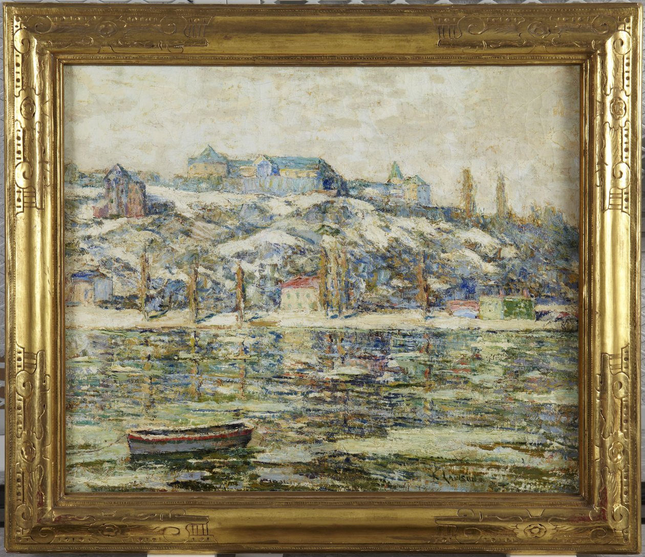 De Harlem River in de sneeuw door Ernest Lawson