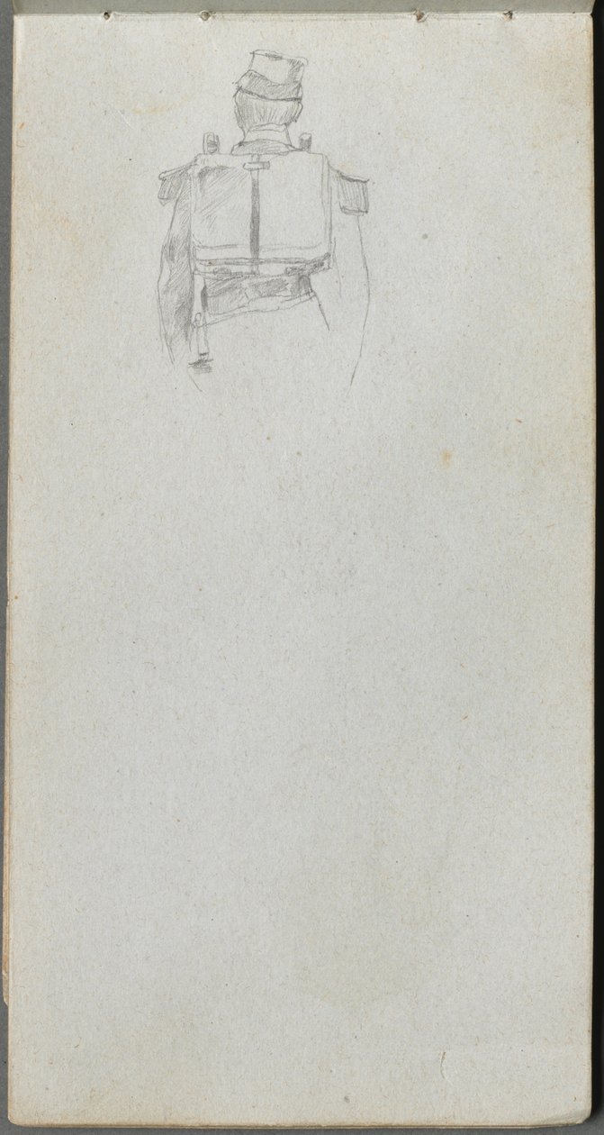 Schetsboek, pagina 08: Studie van een soldaat van achteren door Jean Louis Ernest Meissonier