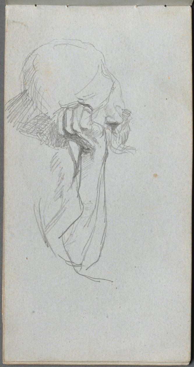 Schetsboek, pagina 16: Melancholische figuur door Ernest Meissonier