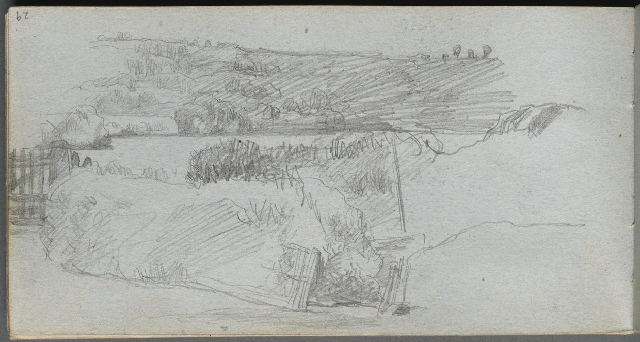 Schetsboek, pagina 29: Landschapsstudie door Jean Louis Ernest Meissonier