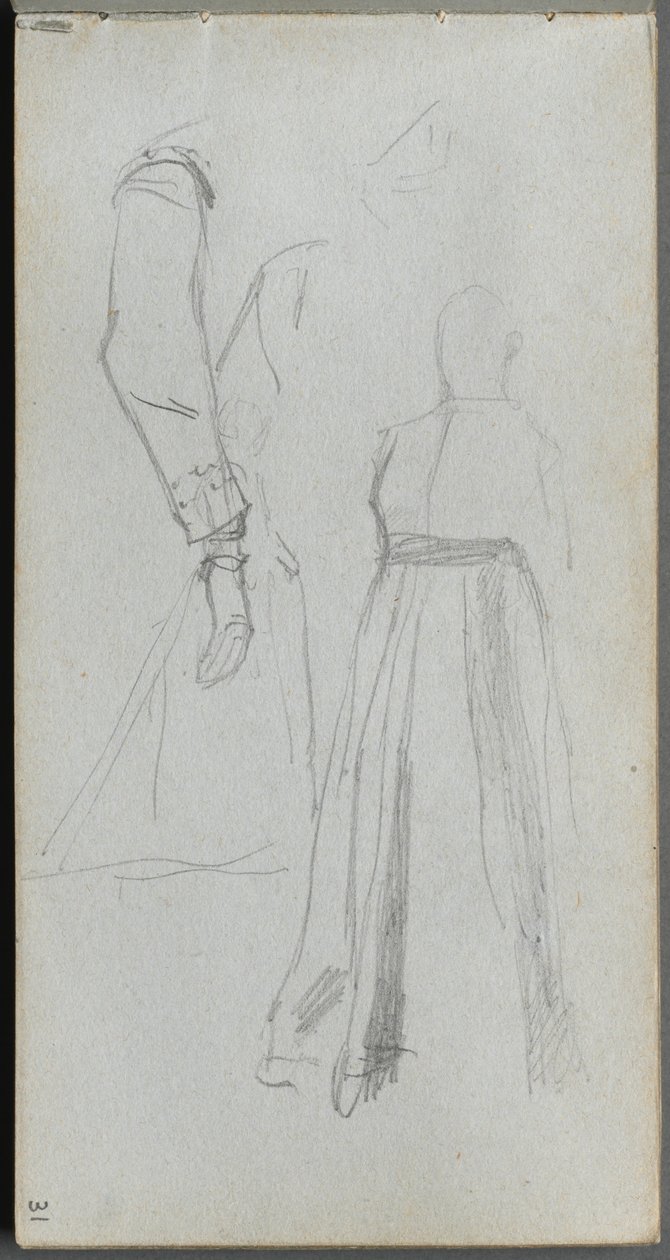 Schetsboek, pagina 31: Studie van figuren door Ernest Meissonier