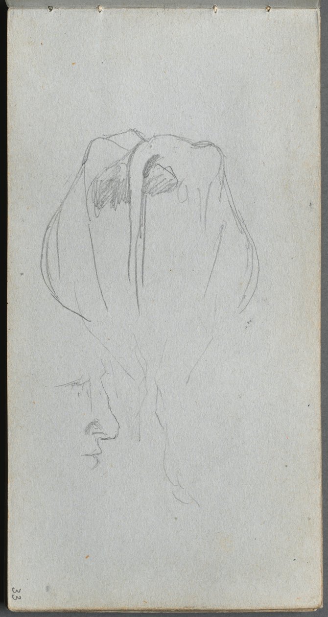 Schetsboek, pagina 33: Studie van een Koe van Achteren en Profielstudie door Jean-Louis Ernest Meissonier