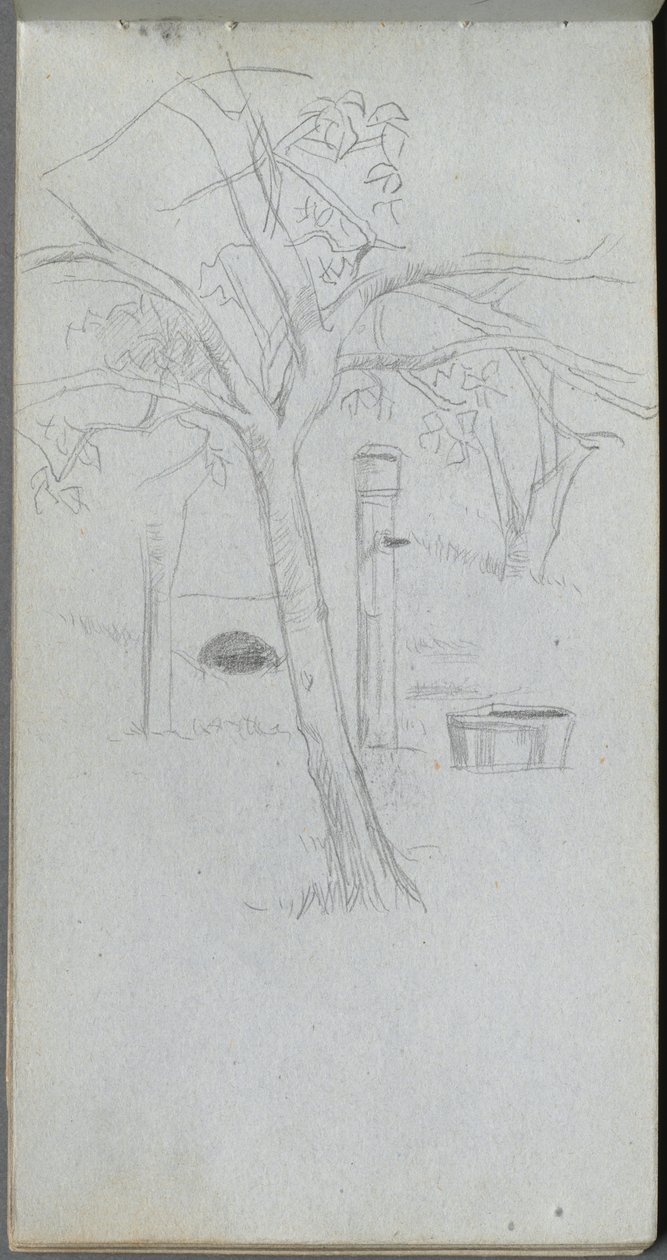 Schetsboek, pagina 36: Boomstudie door Jean Louis Ernest Meissonier