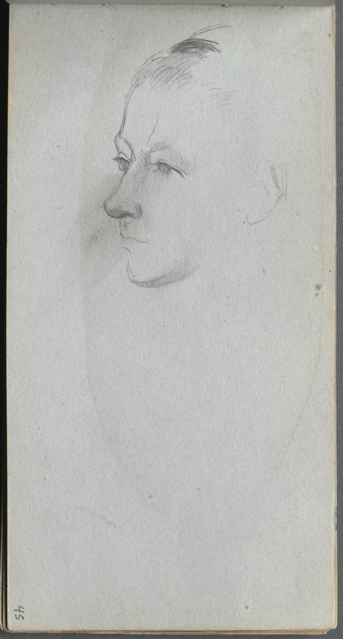 Schetsboek, pagina 45: Vrouwengezicht, 3/4 aanzicht door Ernest Meissonier