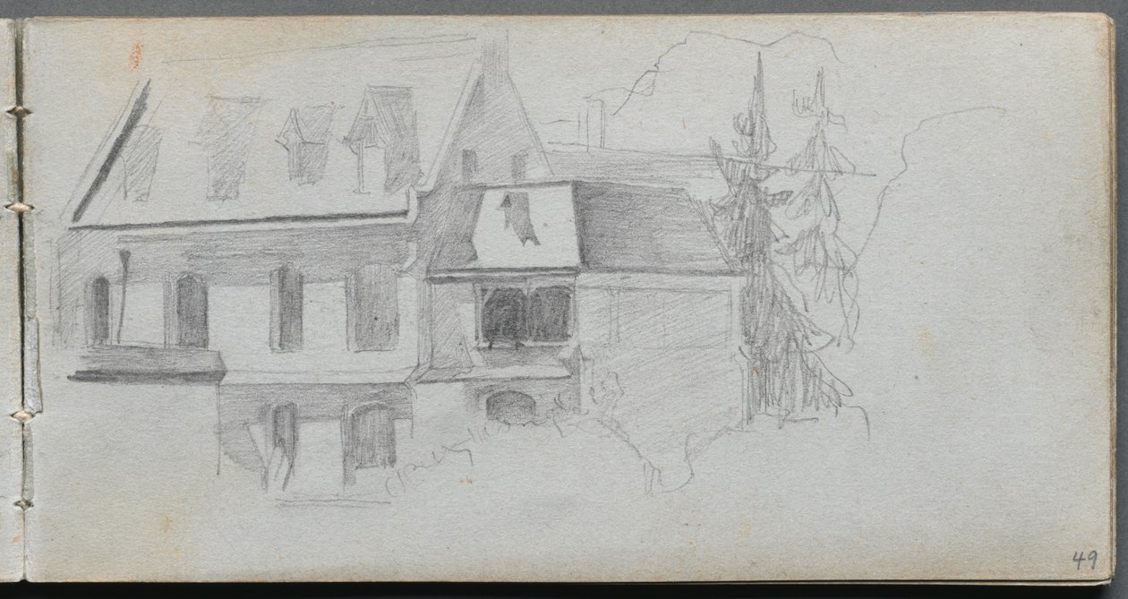 Schetsboek, pagina 49: Architecturale Studie door Jean Louis Ernest Meissonier