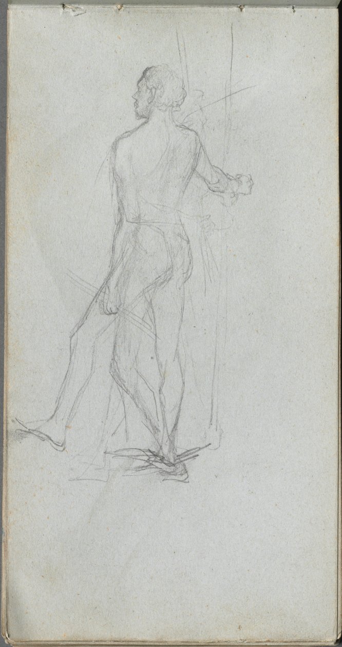 Schetsboek, pagina 60: Studie van een naakte man door Ernest Meissonier