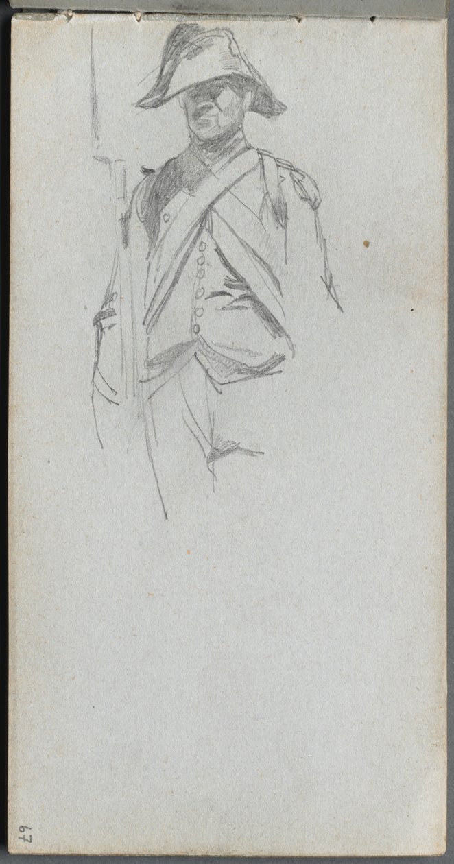 Schetsboek, pagina 67: Studie van een soldaat door Jean-Louis Ernest Meissonier