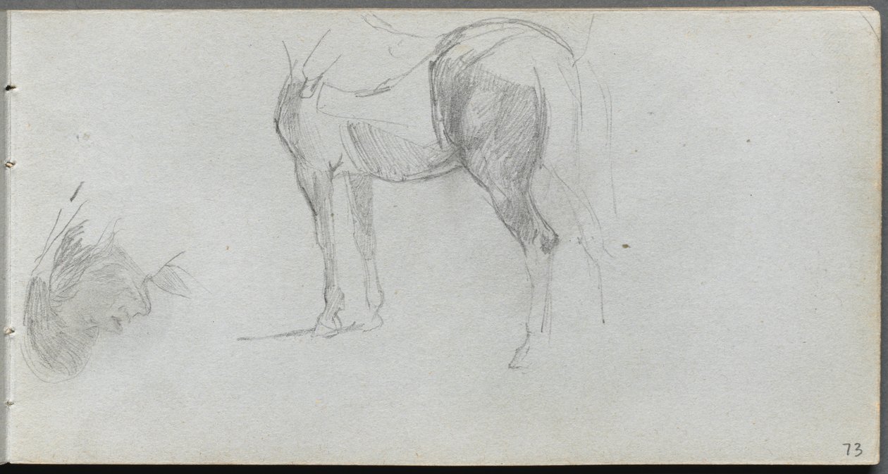 Schetsboek, pagina 73: Studie van een paard, profiel door Ernest Meissonier
