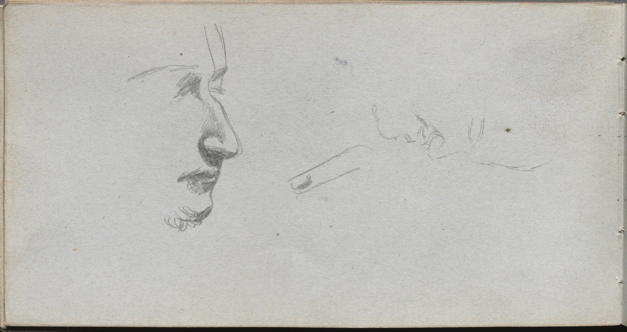 Schetsboek, pagina 80: Studie van gezichten door Ernest Meissonier