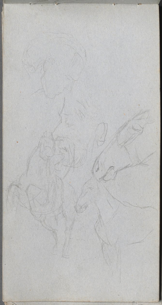 Schetsboek, pagina 90: Studie van paarden, profielen door Jean Louis Ernest Meissonier