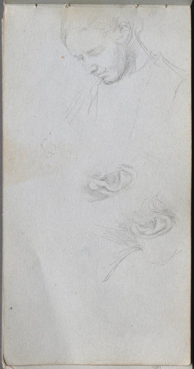 Schetsboek, pagina 96: Studie van een gezicht, oren door Jean Louis Ernest Meissonier