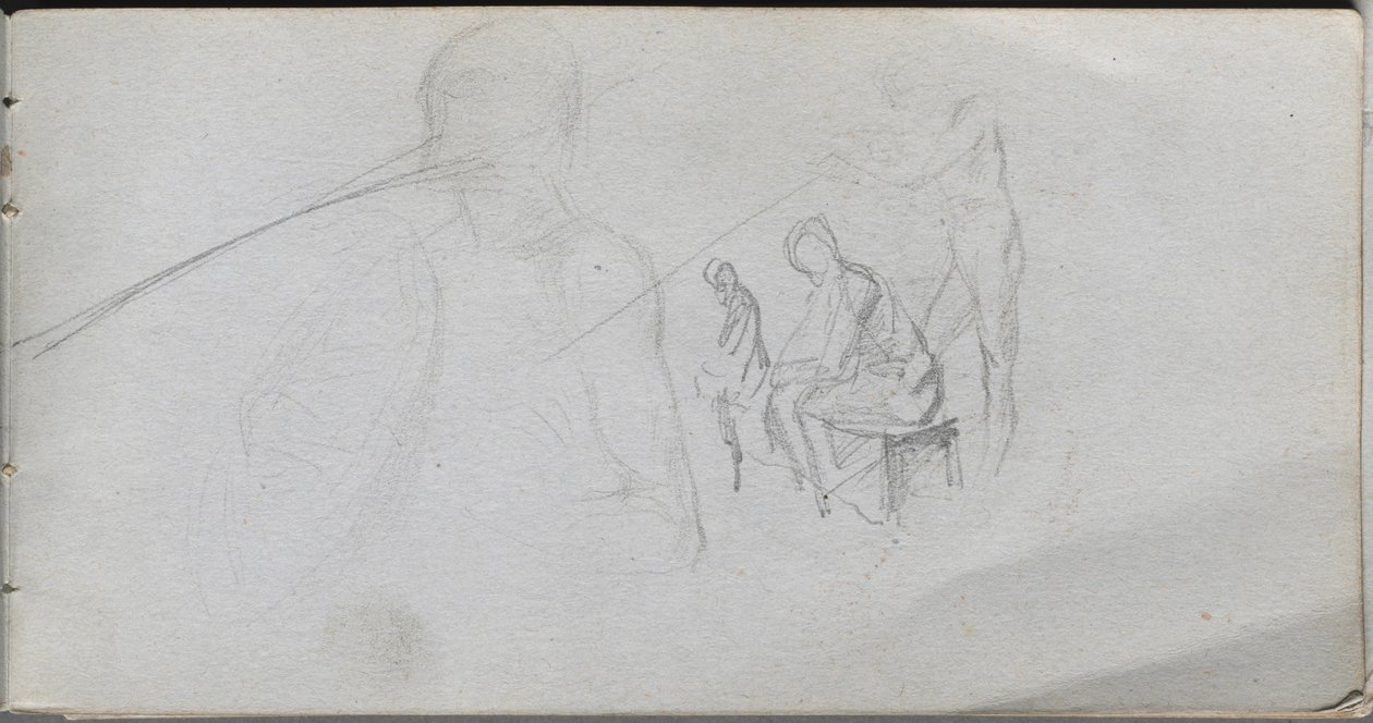 Schetsboek, pagina 98: Studie van figuren door Ernest Meissonier
