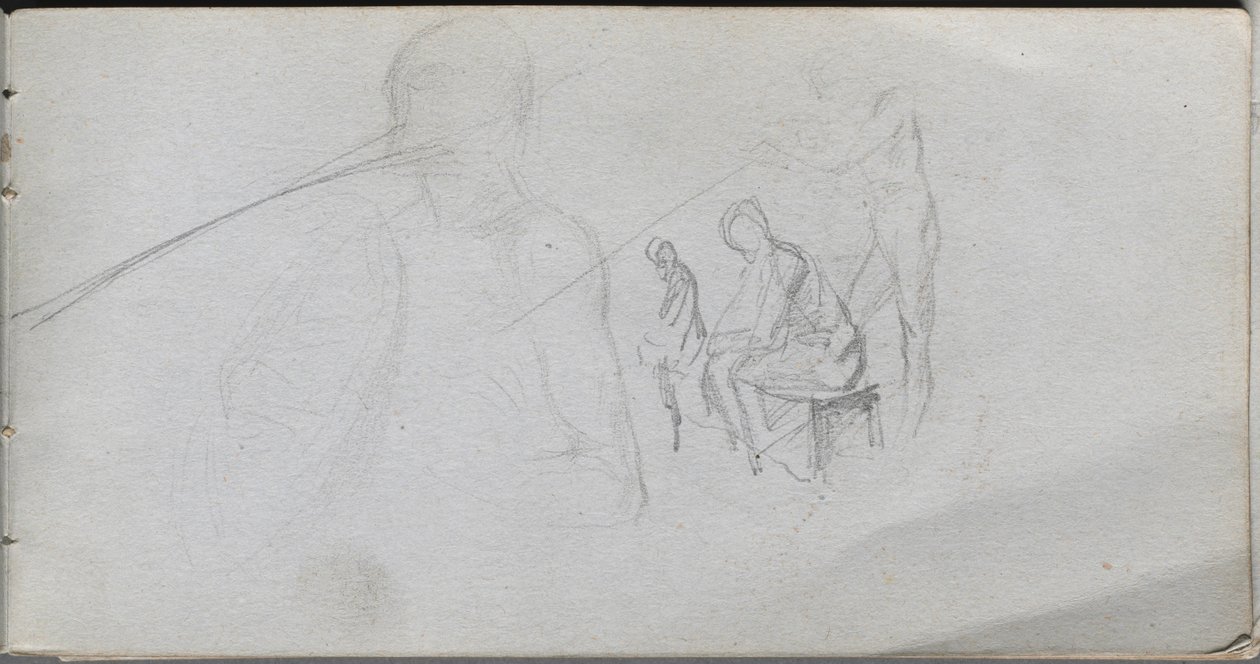 Schetsboek, pagina 98: Studie van figuren door Jean Louis Ernest Meissonier