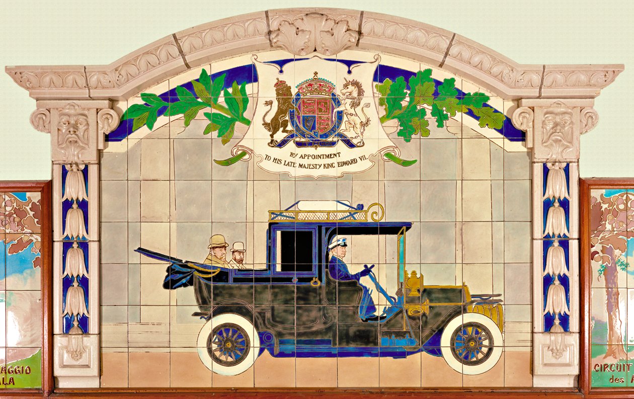 Koning Edward VII en de Prins van Wales in een Sedanca de Ville (keramiek) door Ernest Montaut