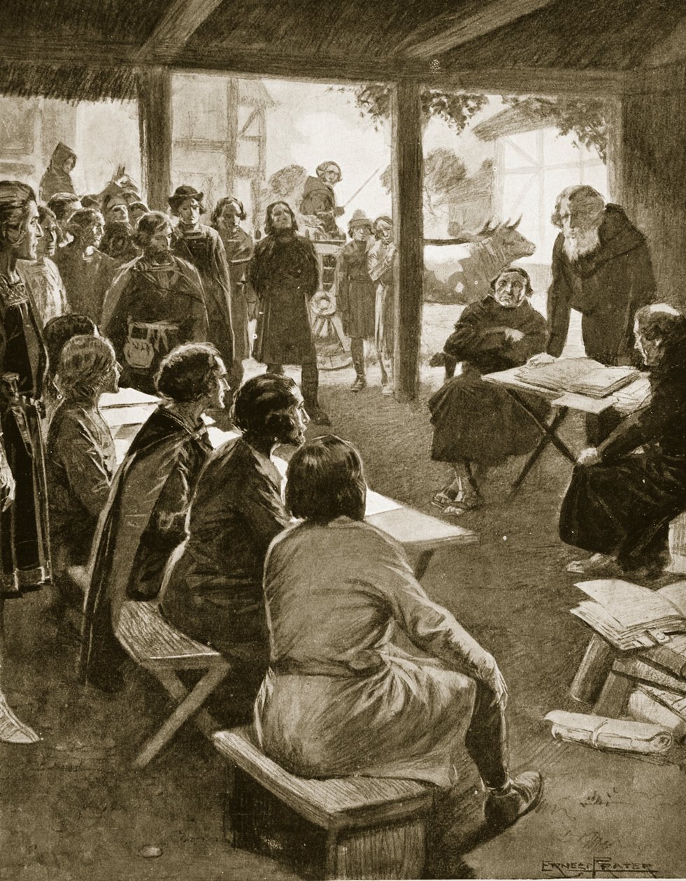 De stichting van Cambridge in 1109, illustratie uit 