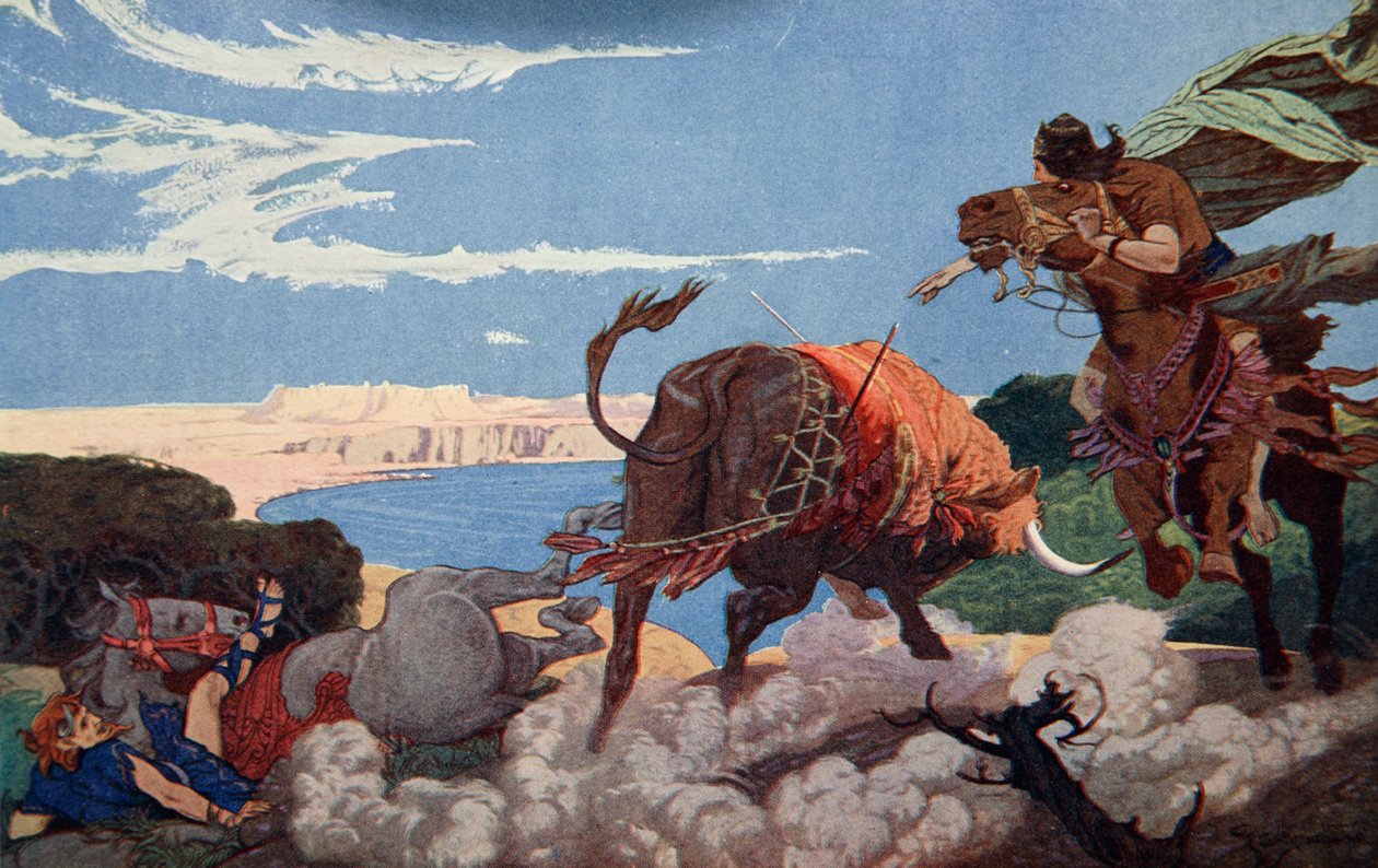 Het doden van de stier van Ishtar door Ernest Wellcousins