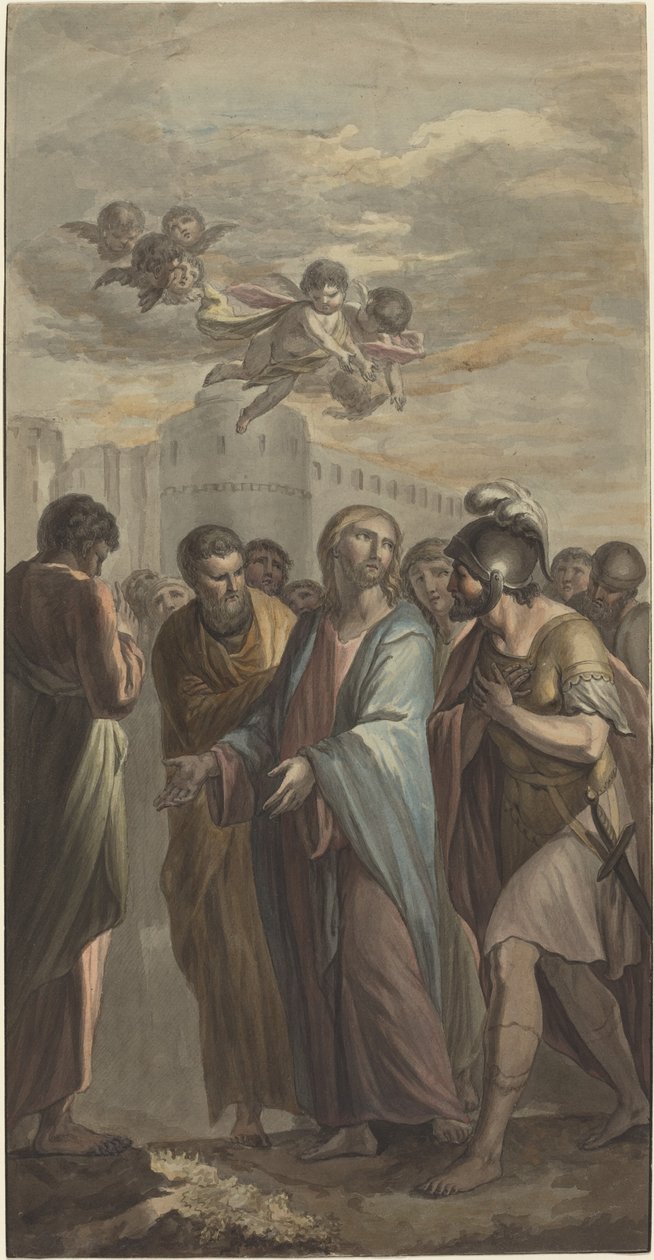 Christus met apostelen en een Romeinse soldaat door Ernest Zacharias Platner