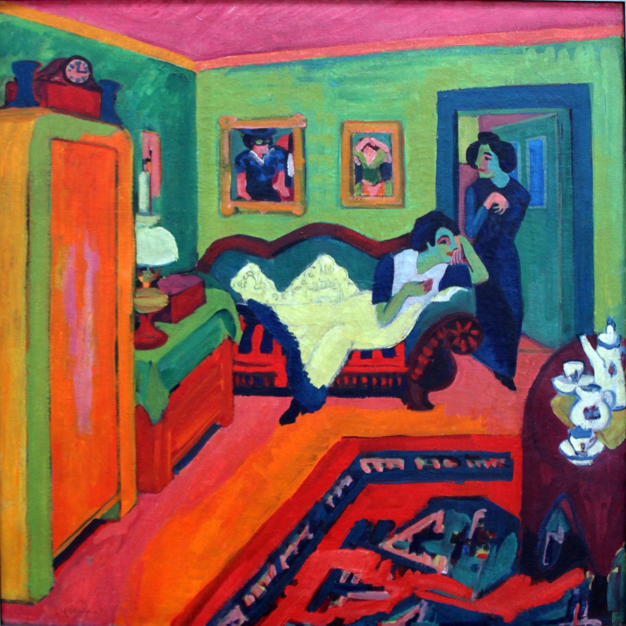 Interieur met twee meisjes door Ernst Ludwig Kirchner