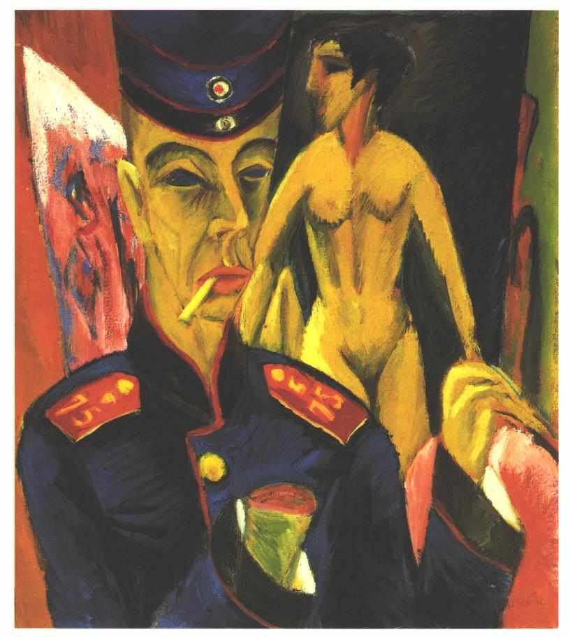 Zelfportret als soldaat door Ernst Ludwig Kirchner