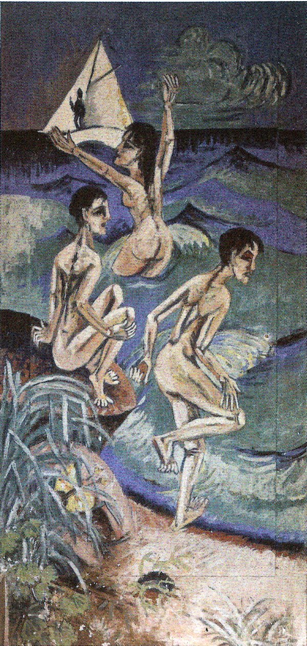 Badscènes op Fehmarn door Ernst Ludwig Kirchner