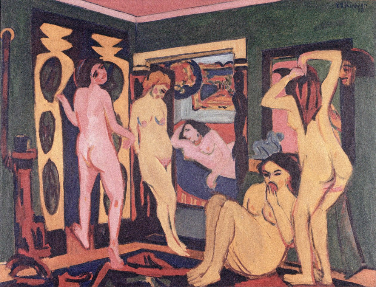 Badhuis in een Kamer door Ernst Ludwig Kirchner