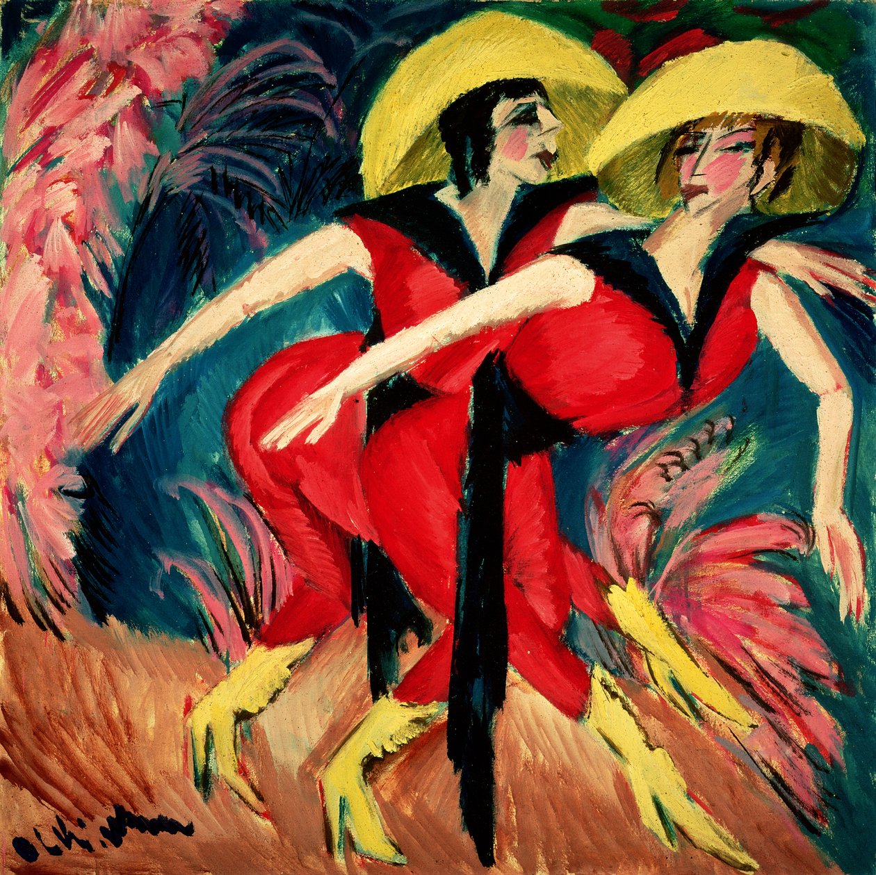 Dansers in rood, 1914 door Ernst Ludwig Kirchner