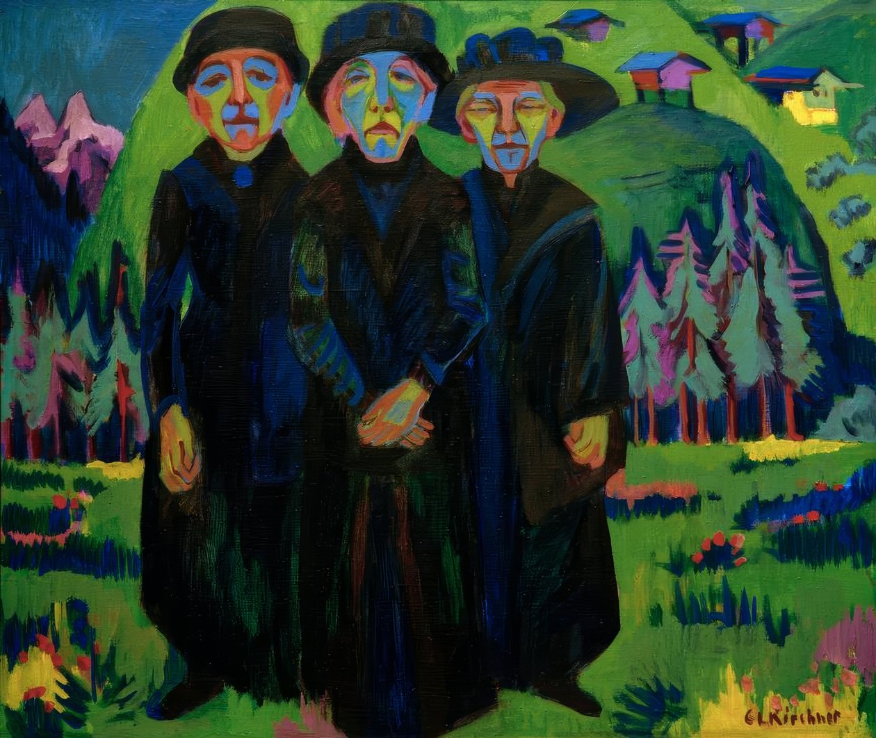 De drie oude vrouwen door Ernst Ludwig Kirchner