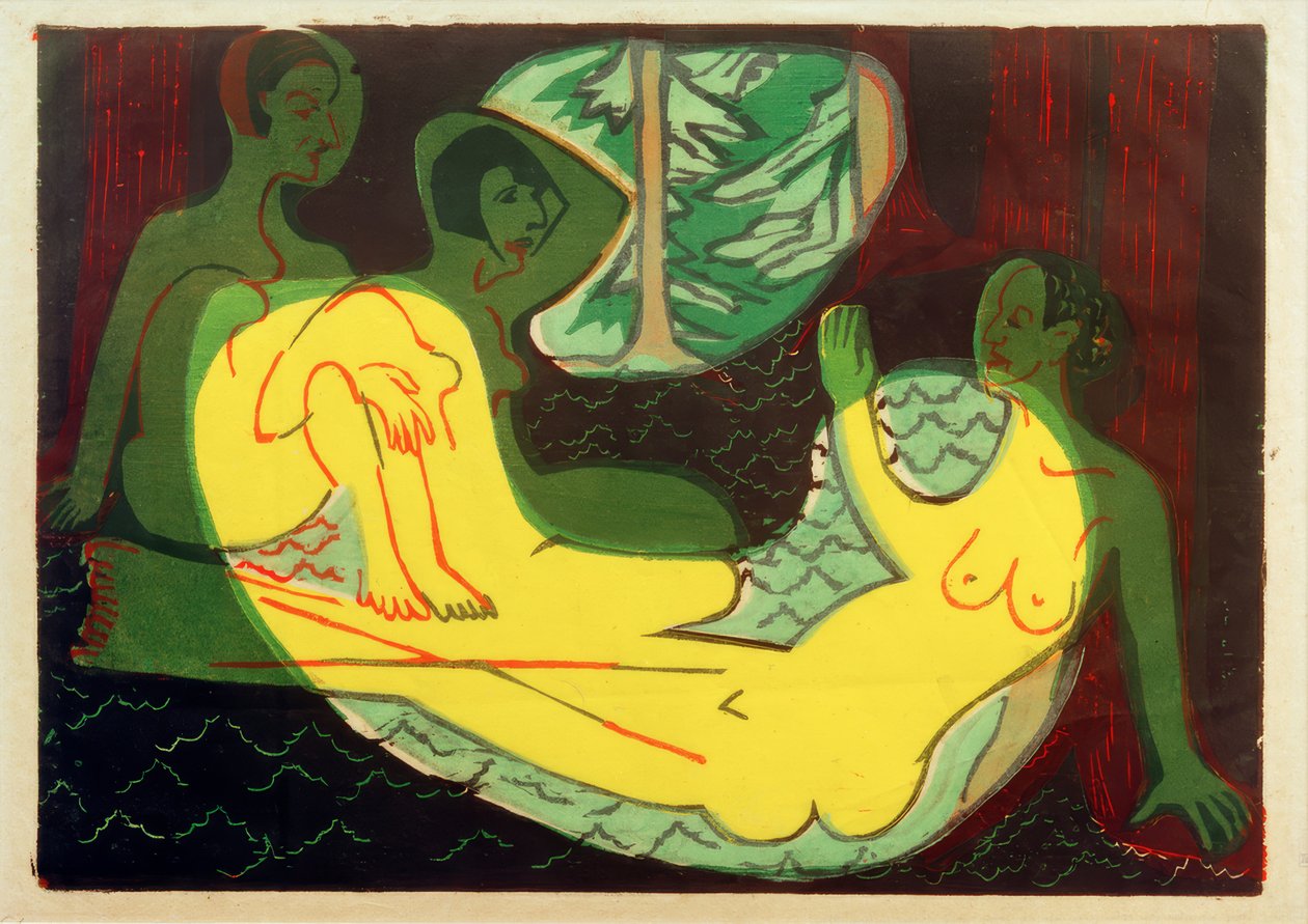 E.L.Kirchner, Drie naakten in het bos door Ernst Ludwig Kirchner