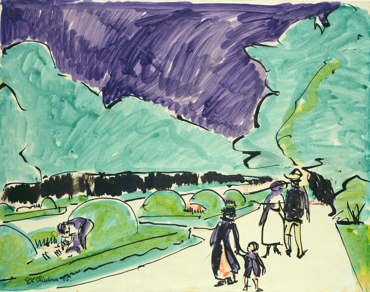 Ingang van een grote tuin in Dresden, 1905 door Ernst Ludwig Kirchner