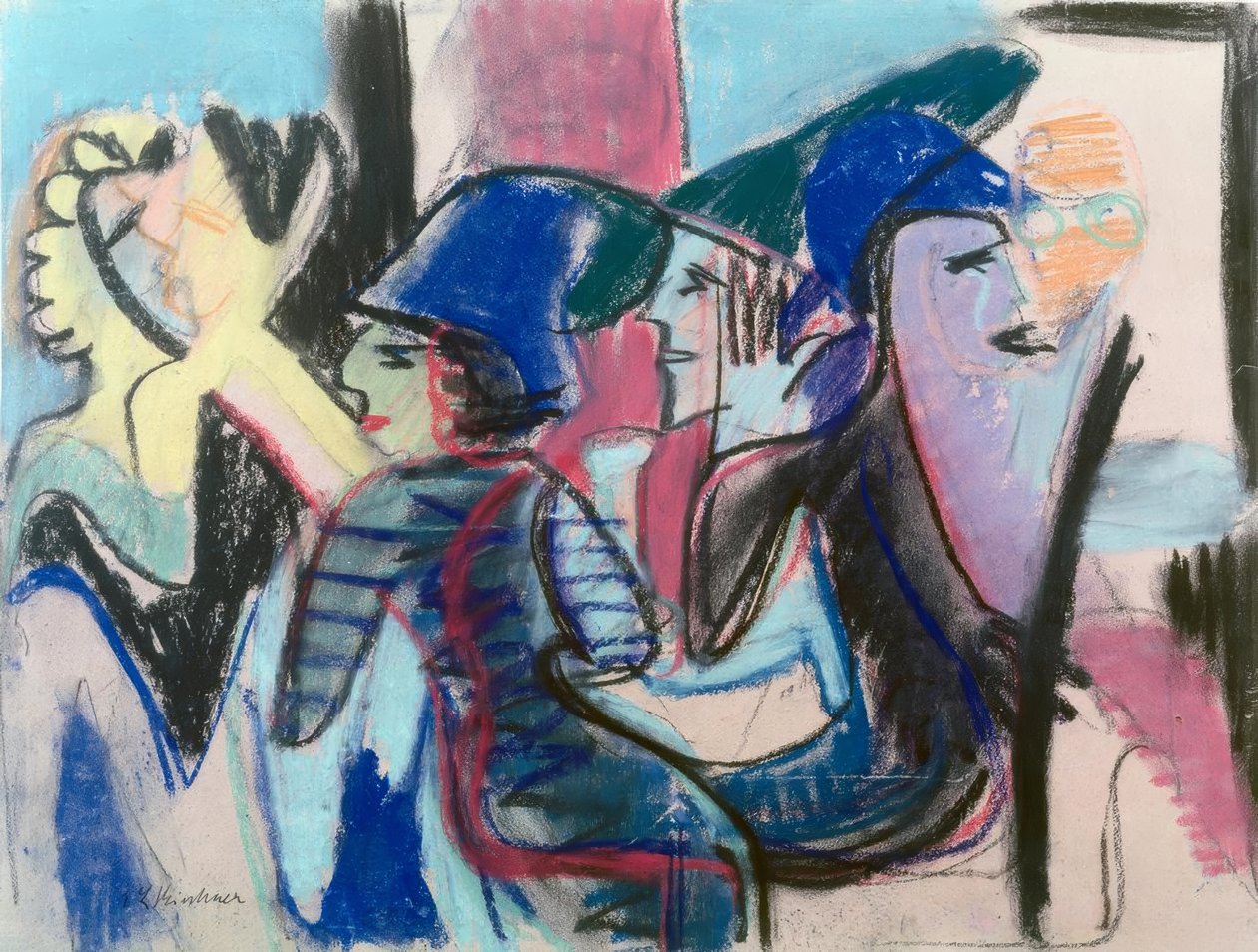 Vijf gasten in het café door Ernst Ludwig Kirchner