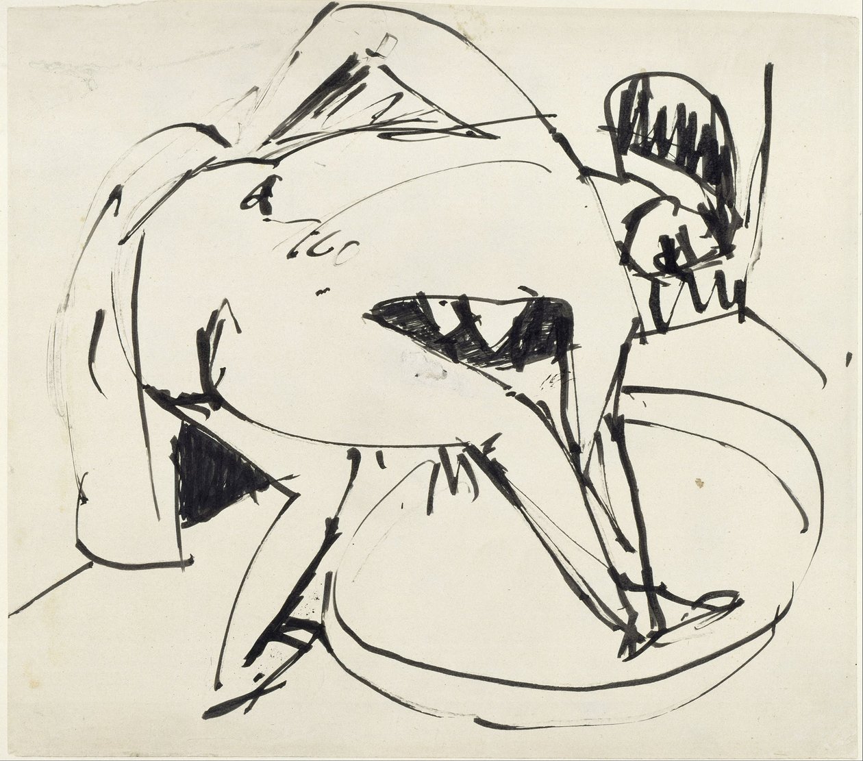 Meisje in bad door Ernst Ludwig Kirchner