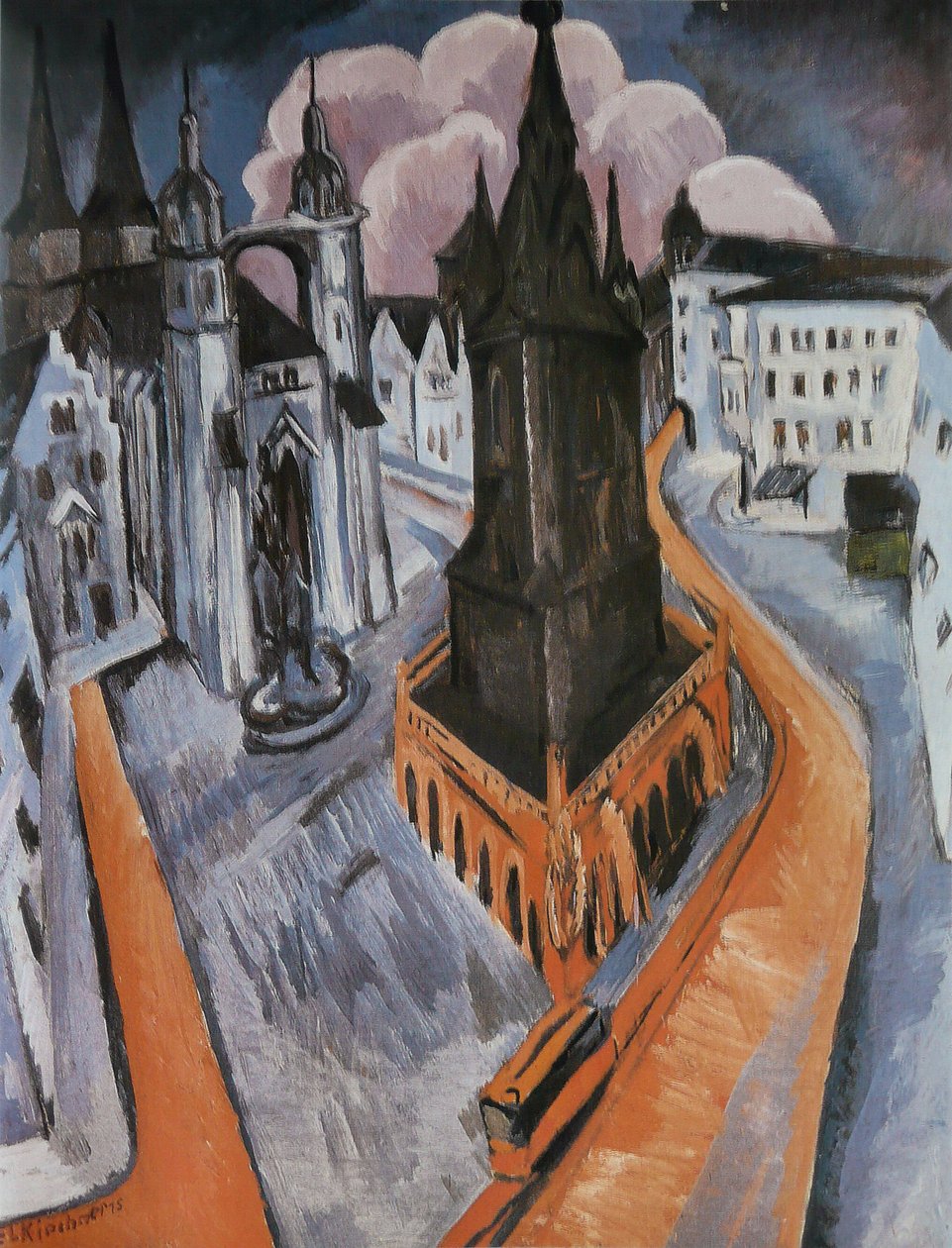 De rode toren door Ernst Ludwig Kirchner