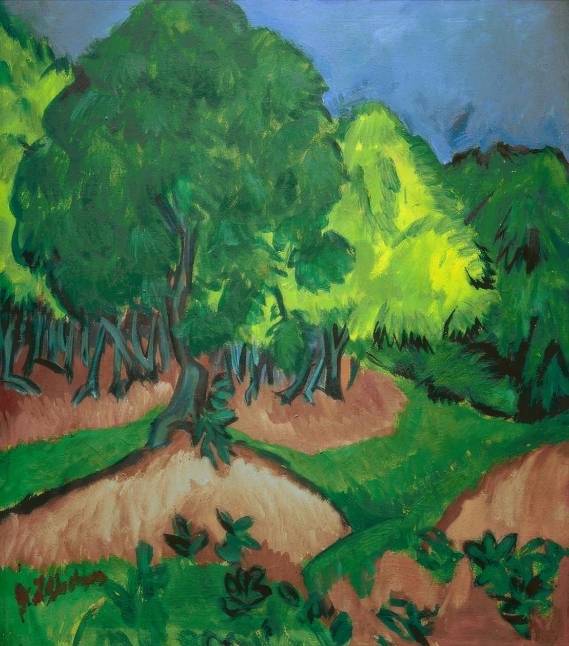 Landschap met kastanjeboom door Ernst Ludwig Kirchner