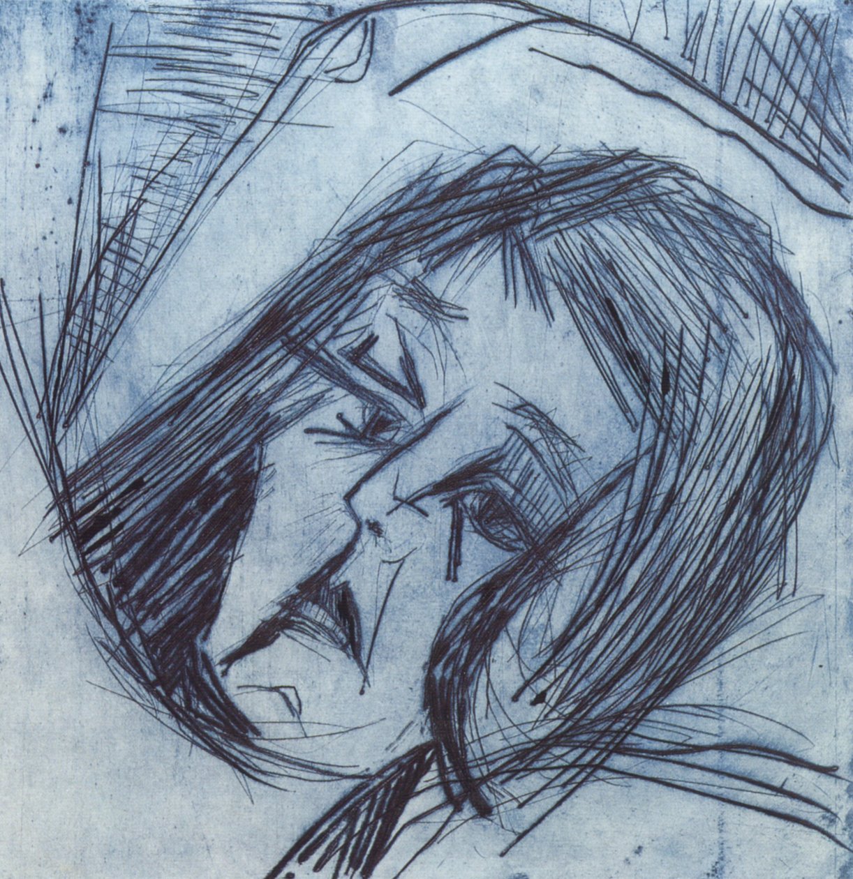 Liggend meisjeshoofd door Ernst Ludwig Kirchner