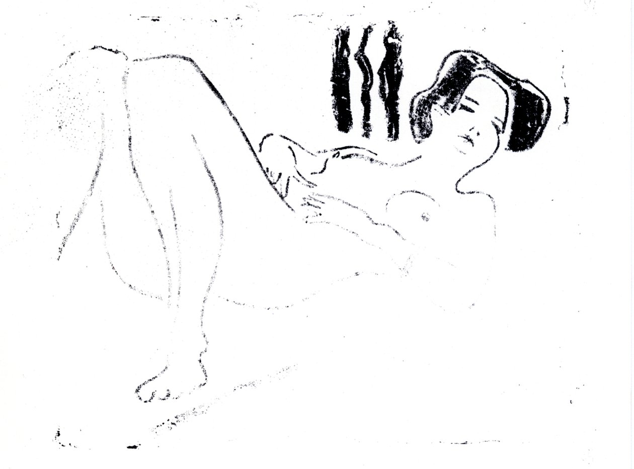 Liggend vrouwelijk naakt door Ernst Ludwig Kirchner