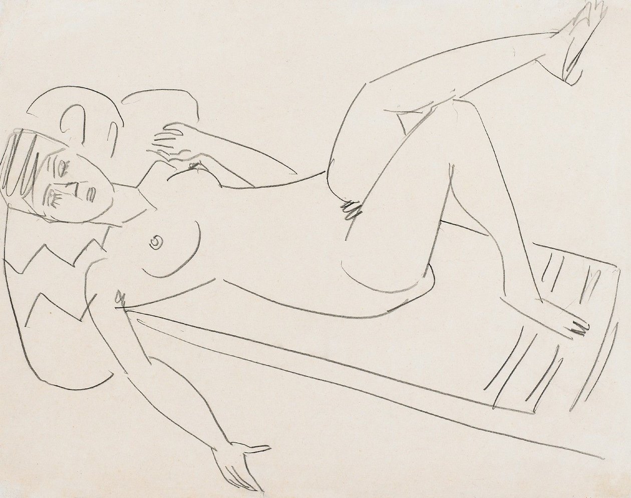 Liggend meisje door Ernst Ludwig Kirchner