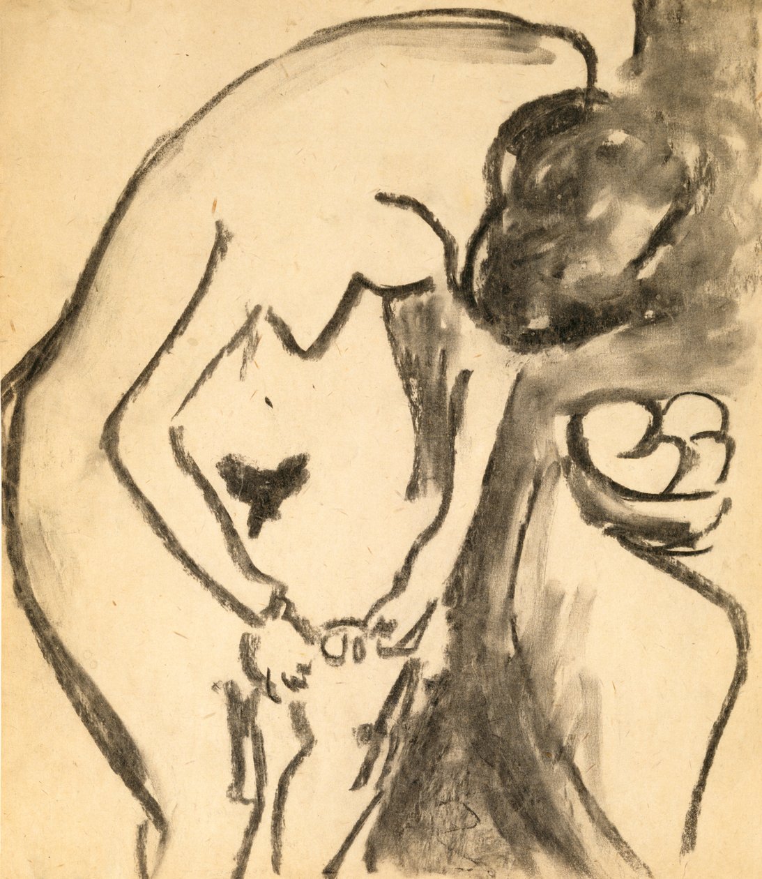 Naakt, 1909 (houtskool en houtskoolwassing op papier) door Ernst Ludwig Kirchner