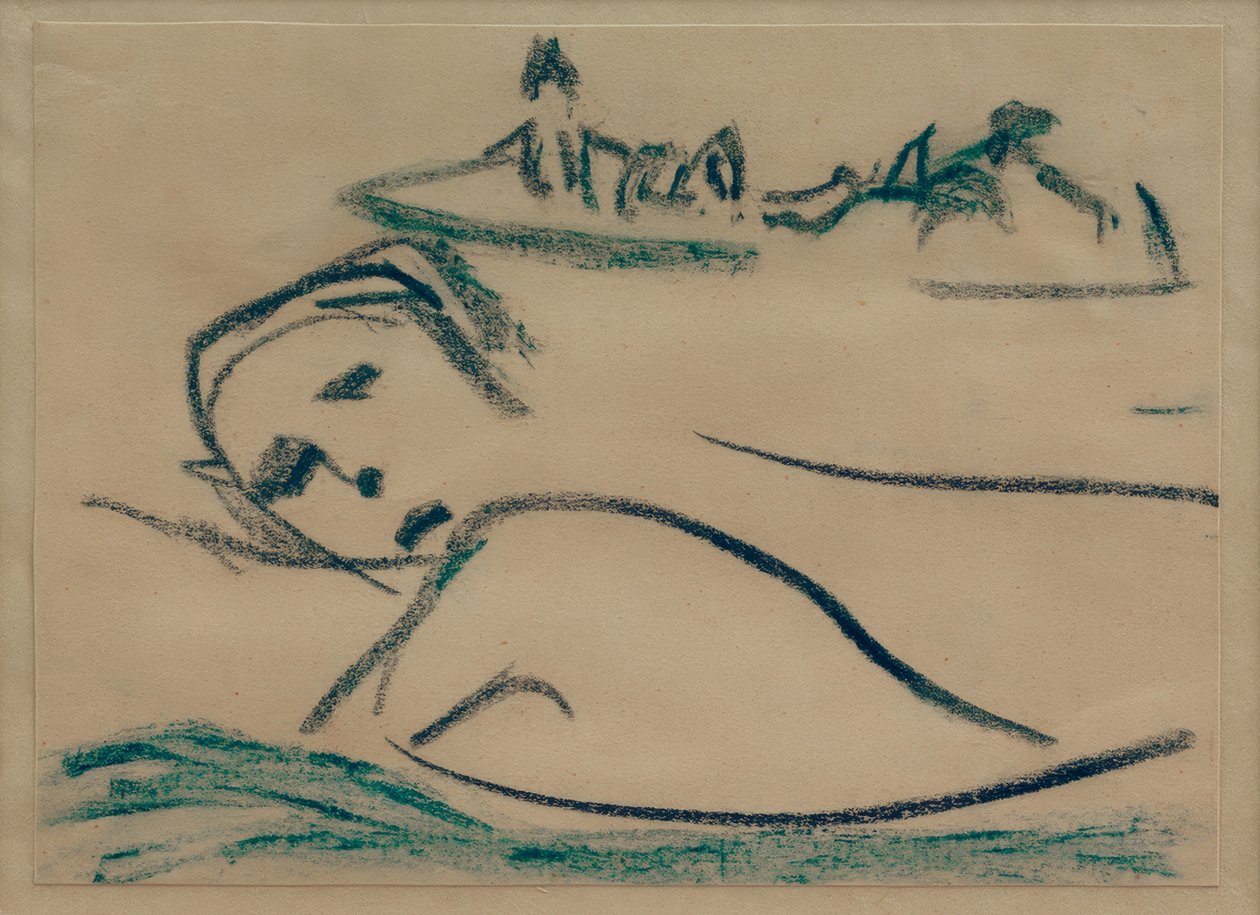 Zonder titel (meisje, zwemmend) door Ernst Ludwig Kirchner