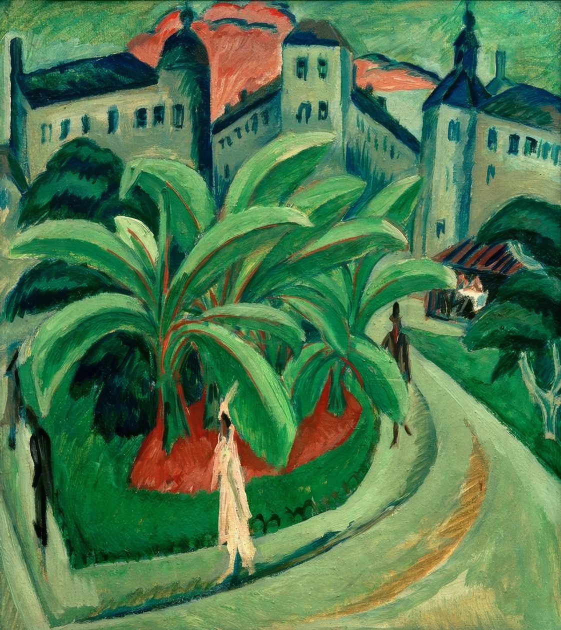 Plein in Halle door Ernst Ludwig Kirchner