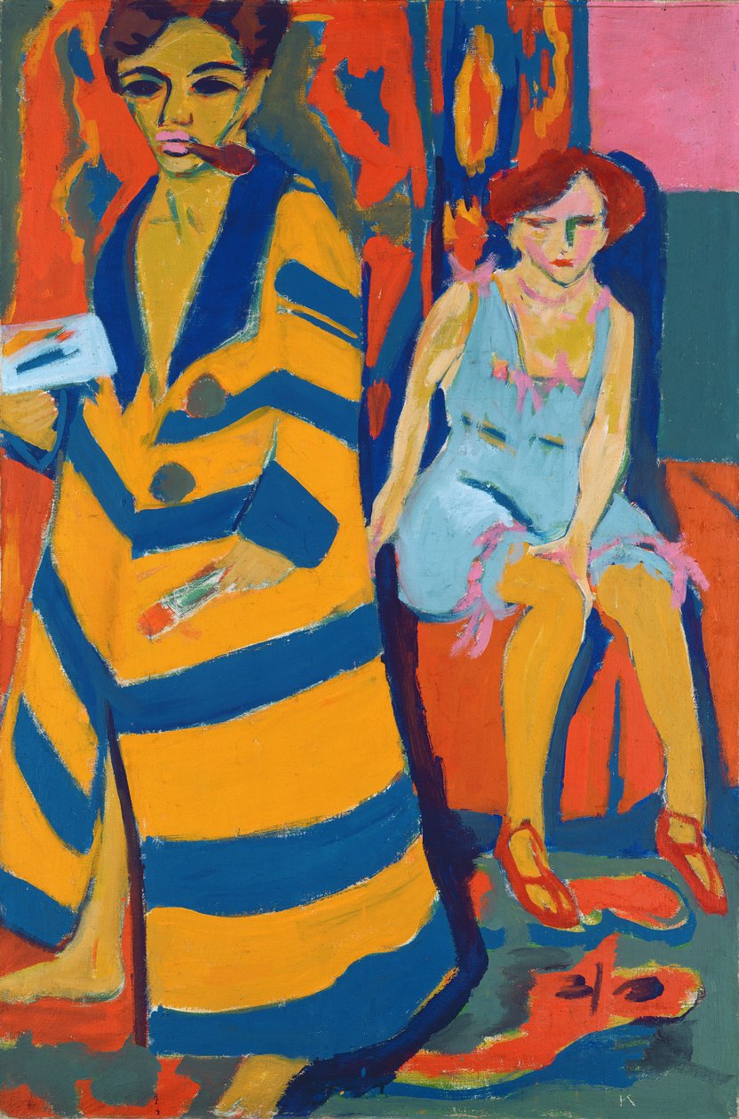 Zelfportret met een model, 1907 door Ernst Ludwig Kirchner