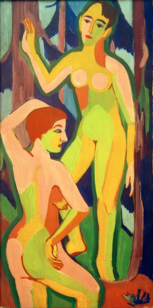 Twee naakten in het bos II door Ernst Ludwig Kirchner